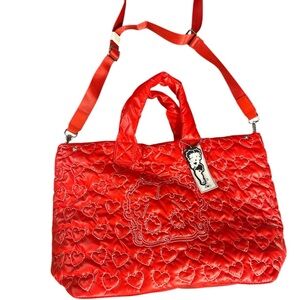 Betty Boop Red Quilted Heart Tote Bag